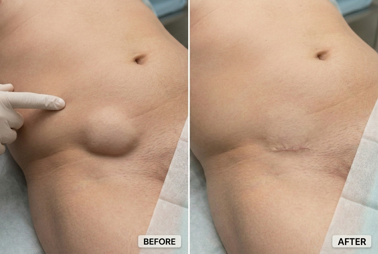 Before and After Laparoscopic Hernia Repair